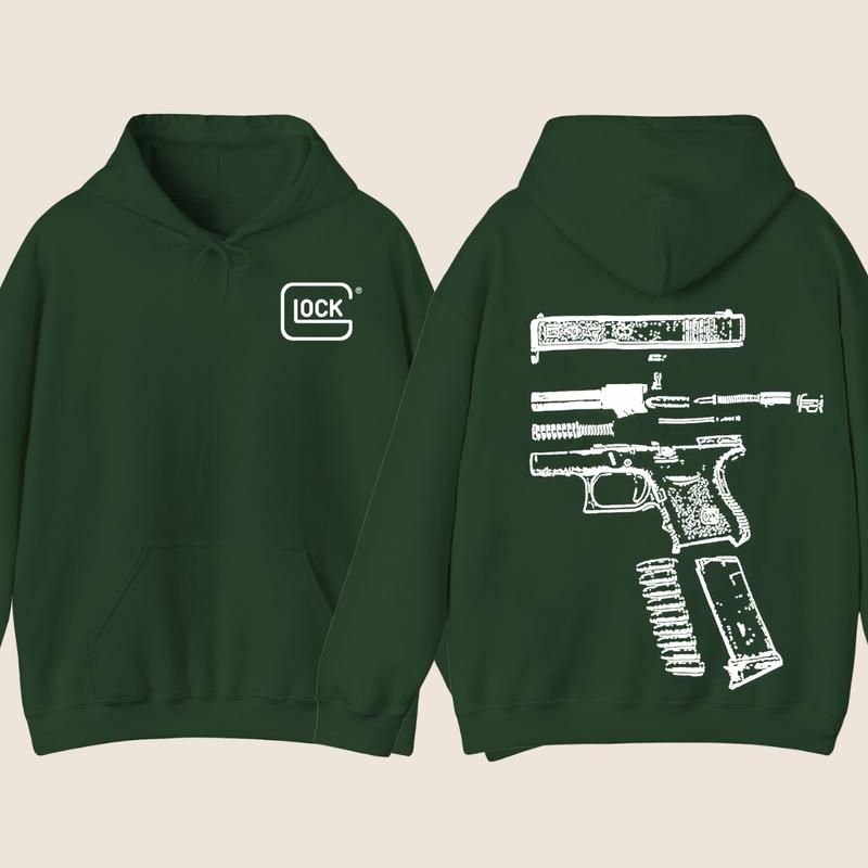 IN GLOCK WE TRUST 2 side Hoodie,Design color Black- White, Hoodie For Men, Menswear Top , GIft For Men,Full color,Hoodie & sweaters Classic Sweatshirt