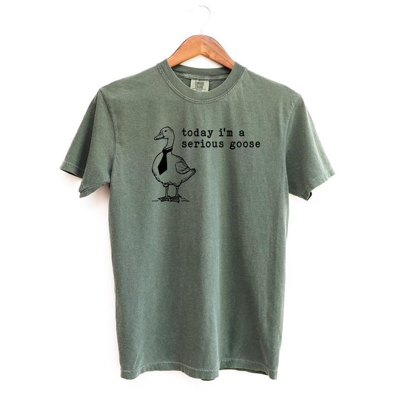 Serious Goose Funny Shirt, Meme Comfort Shirt Menswear T-Shirt, Casual material shirt, basic shirt,unisex bur shirt, Hip Hop Top, Summer Women's Top, Couple Shirt, Birthday Gift, Y2K Shirt, Designer Shirt for Men, B Shirt for Men Crewneck Menswear