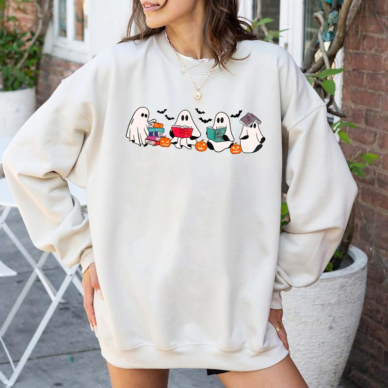 Bookish Ghost Halloween Sweatshirt Hoodie Tshirt, Halloween 2024 Gifts