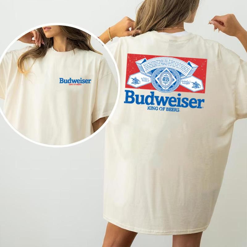 Budweiser beer retro logo and design t-shirt, high-quality material, fashion forward