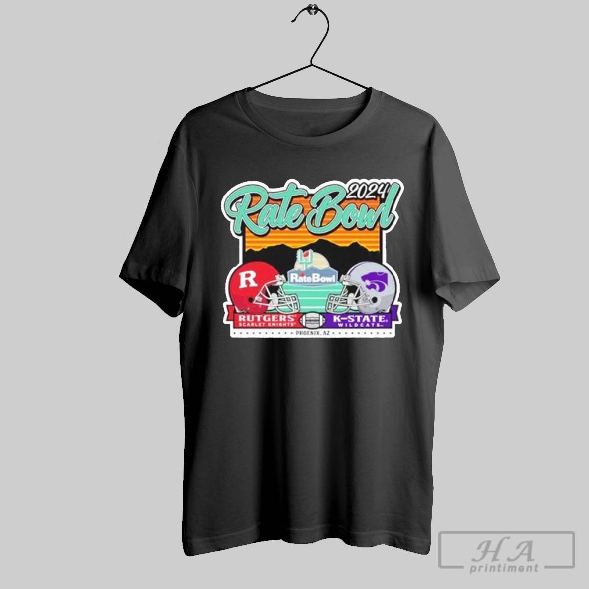 Rutgers Scarlet Knight Vs K State Wildcats 2024 Rate Bowl Matchup Phoenix Face Off Shirt
