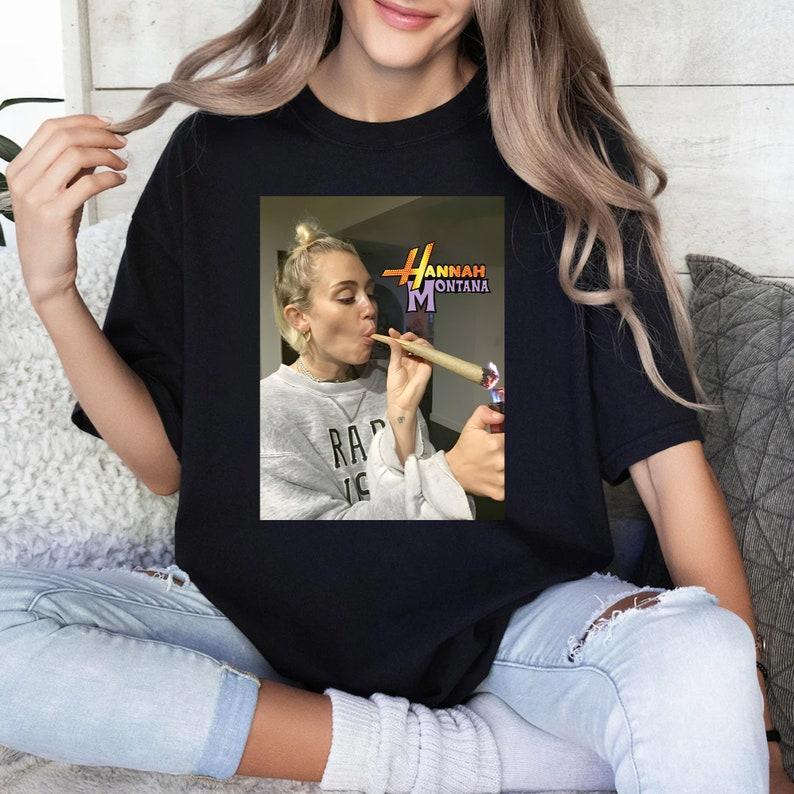 Mileyy C.yruss - Hannah Montana Funny Smoking Unisex T-Shirt, Funny Smoking T-Shir Cotton Fit