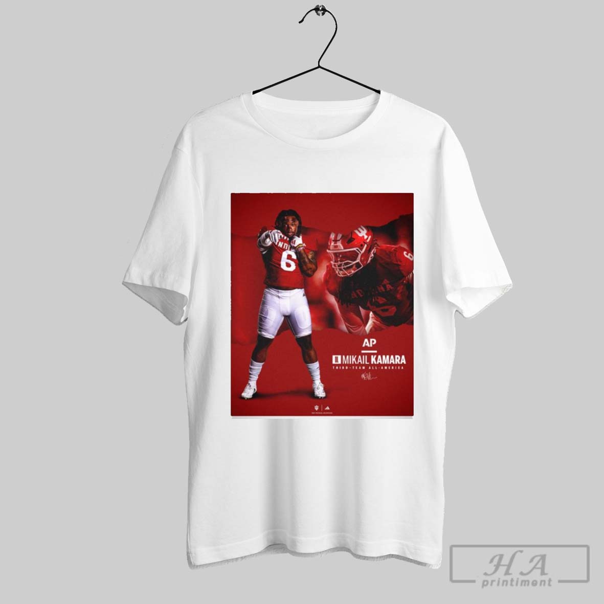 Poster Indiana Hoosiers Football Mikail Kamara 2024 Ap All America Signature T Shirt