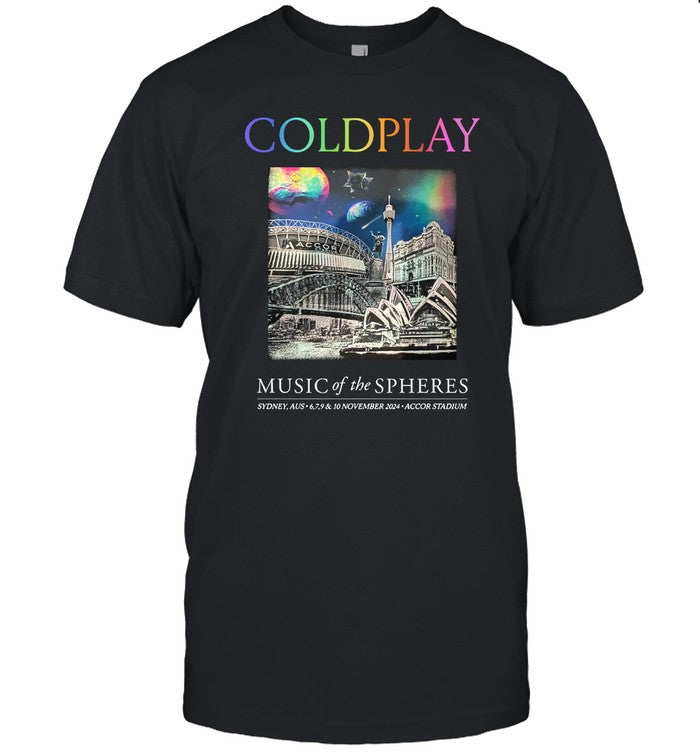 Coldplay Accor Stadium In Sydney Aus November 6-10 2024 Black T Shirt