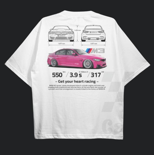Drive in Style Car-Themed T-Shirts, F80 M3 BluePrint White T-Shirt, F80 M3  BluePrint Technical Specs T-Shirt, Racing Shirt, Sport Car Shirt Menswear