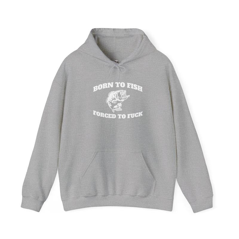 Born to Fish Hoodie - Laugh Factory Tees - Casual Fishing Hoodie with Humor, CottonPolyester Blend, Everyday Wear - Menswear Pullover Sweatshirts