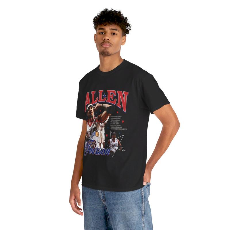 Allen Iverson Vintage T-shirt Heavy Cotton Tee Basketball Streetwear AI Allen Iverson Casual Classic Menswear Retro Top Comfy Day Graphic Smooth Tshir