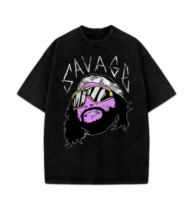 Macho Man Randy Savage Wrestling Vintage Style 90's Retro T-Shirt Crewneck Cotton