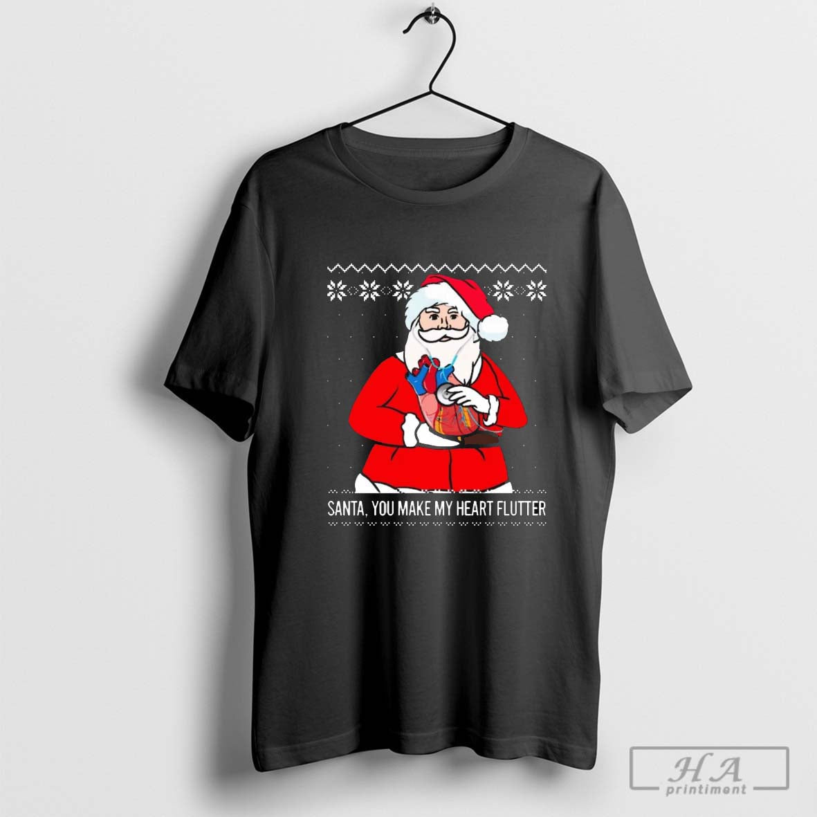Santa Claus Cardiologist You Make My Heart Flutter Ugly Christmas Sweaters 2024 t-shirt