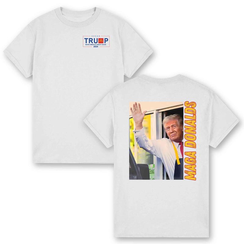 Trump Mcdonalds 2 Side Hoodie T-Shirt Sweatshirt, Trump 2024 Shirt, Make America Great Again McDonalds Version, Trump Working at Mc Donalds Shirt