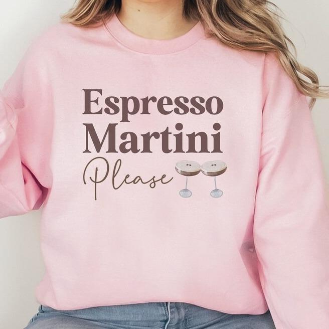 Tini Time Sweatshirt  Tshirt, Espresso Martini, Cute Day Drinking Sweater, Shirt for Martini Lover Gift, Cocktail Club Tee, Gift, Girly Aesthetic Vibe