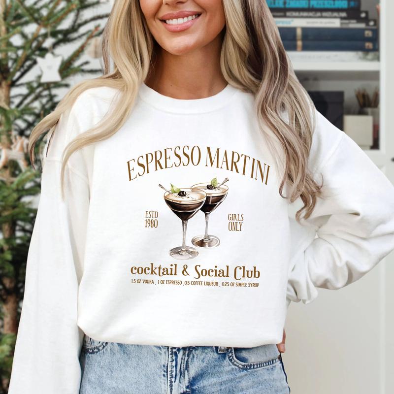 Women's Letter & Drink Print Drop Shoulder Sweatshirt, Casual Long Sleeve Round Neck Pullover for Fall & Winter, Ladies Clothes for Daily Wear, Crewneck Sweatshirts for Women