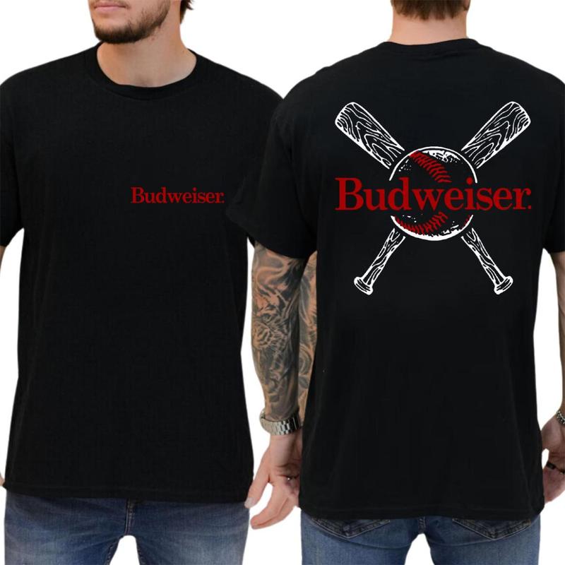 Budweiser cross bats casual fit t-shirt, trending summer 2024 tee, sustainable fashion tee