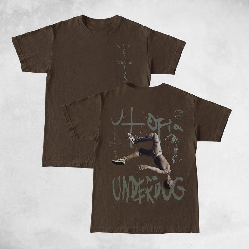 Travis Cactus Underdog Double Sides Front And Back Premium T-Shirt Cotton Unisex Shirt Rap Shirt Rapper Rap Tee Hiphop Shirt Music Tour Merch Gift for
