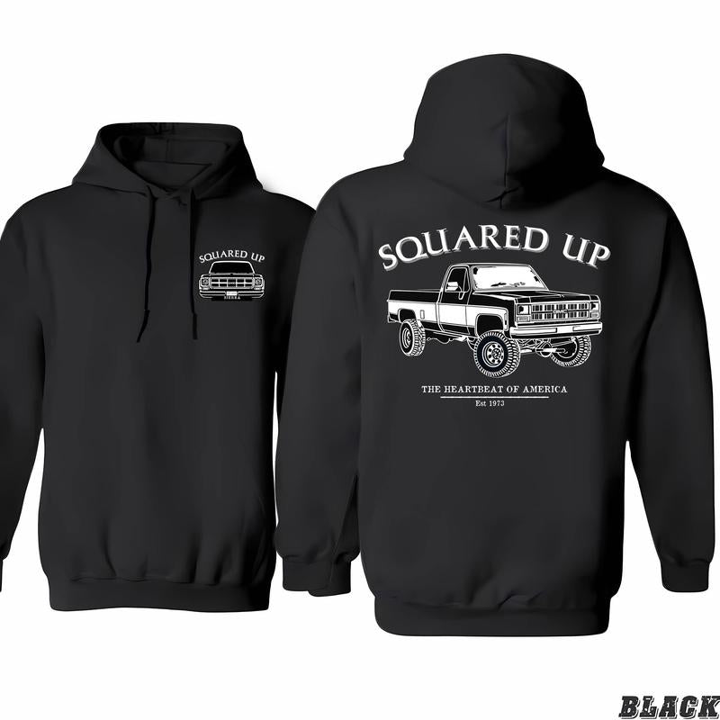 Vintage Vibe 2 Sides Squared Up 1973 Gmc Sierra Men's Cotton T-shirt Old School Gmc Hoodie, All-inclusive Styles, Menswear Top, Men Gifts