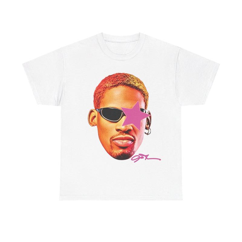 Rodman Inspired Vintage Graphic T-shirt Heavy Cotton Tee Basketball Sreetwear 90s Styled Shirt Hiphop Vibes Y2K Aesthetic Throwback Classic Sports Fan