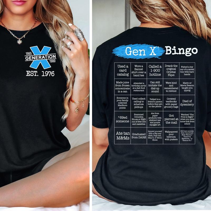 Gen X Bingo Shirt: Generation X, Custom Year 1977, FAFO Two Side, Raised On Hose Water Tee