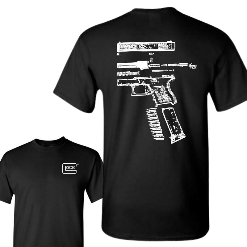 In Glock We Trust: Men's Wear Tee, Featuring Black and White Designs for Both Hoodies and T-shirts