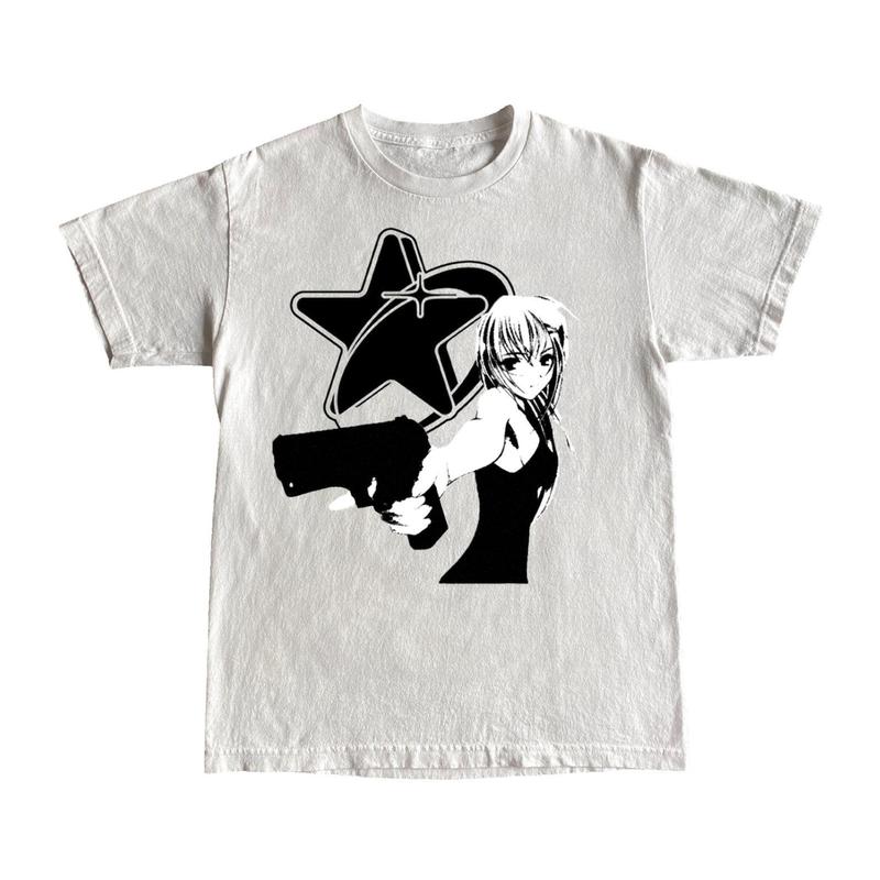 Anime y2k tshirt, y2k graphic shirt, anime shirt, streetwear shirt, y2k clothing, graphic shirt, streetwear clothing Menswear Top Underwear Gamis