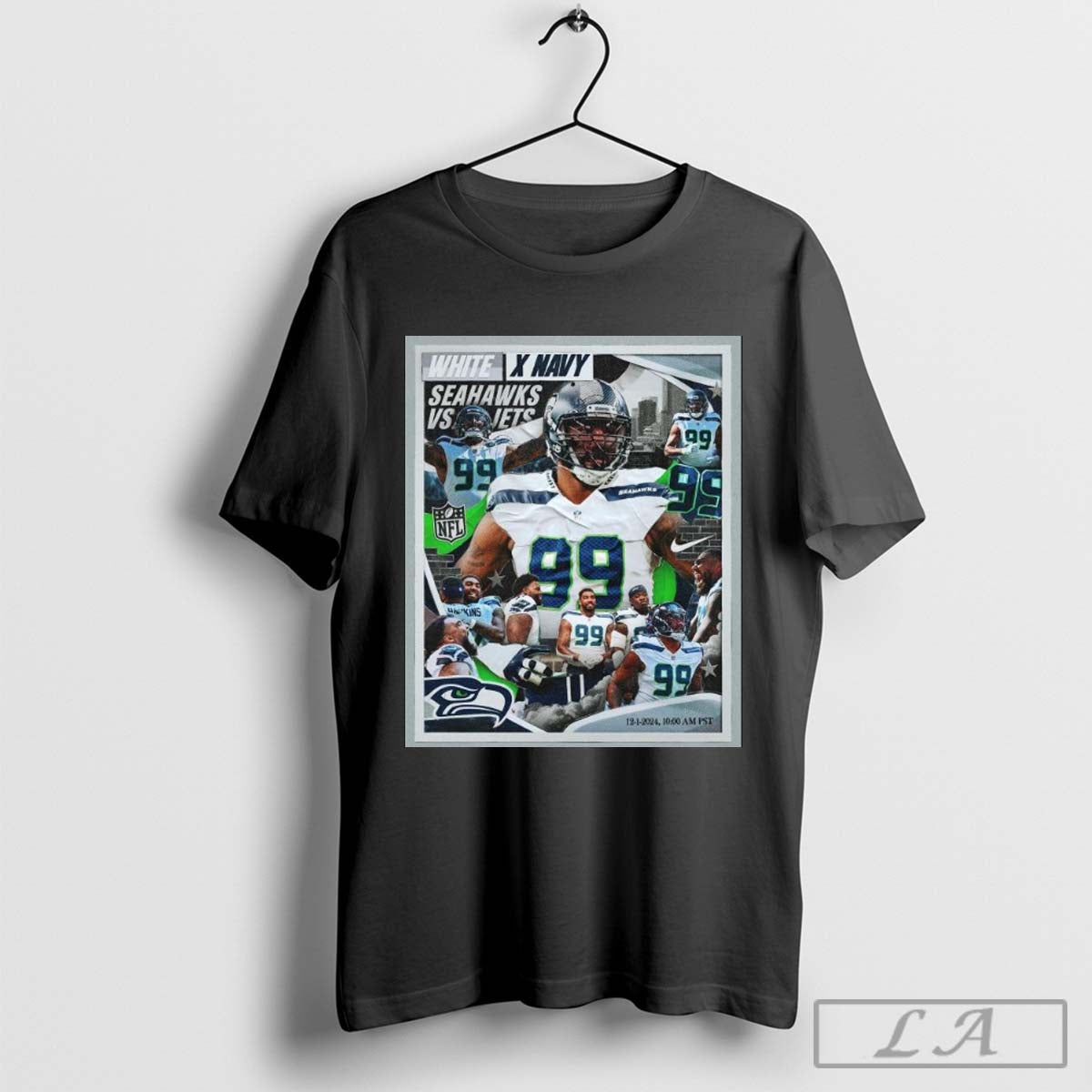 Seattle Seahawks vs New York Jets Dec 1 2024 White x Navy The threads for New York Poster T-shirt