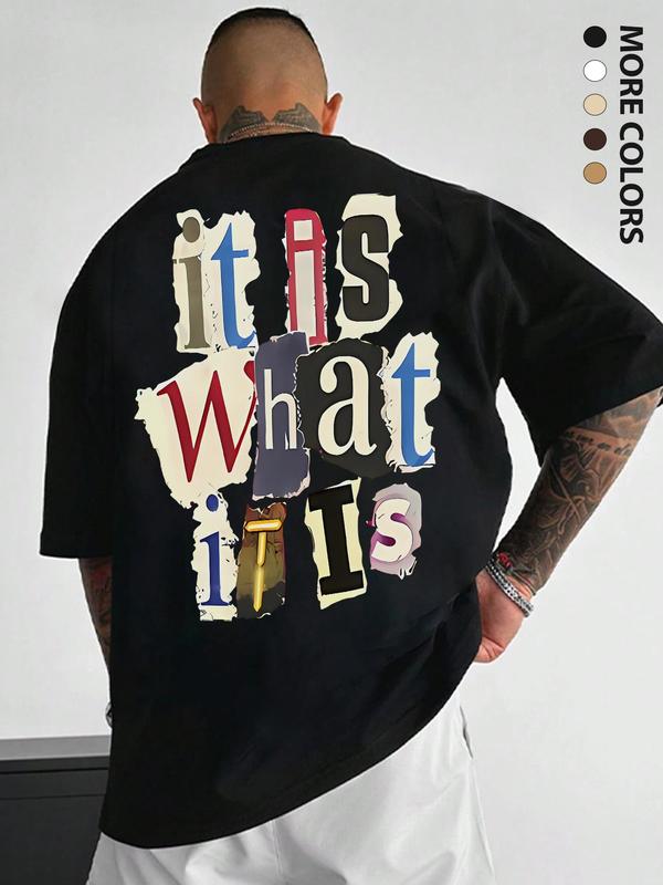 Men's Letter Print Round Neck Tee, Regular FitÃ‚Â Casual Short Sleeve T-shirt, Graphic Tees,Ã‚Â Streetwear, Summer Clothes,Ã‚Â Men Summer Top