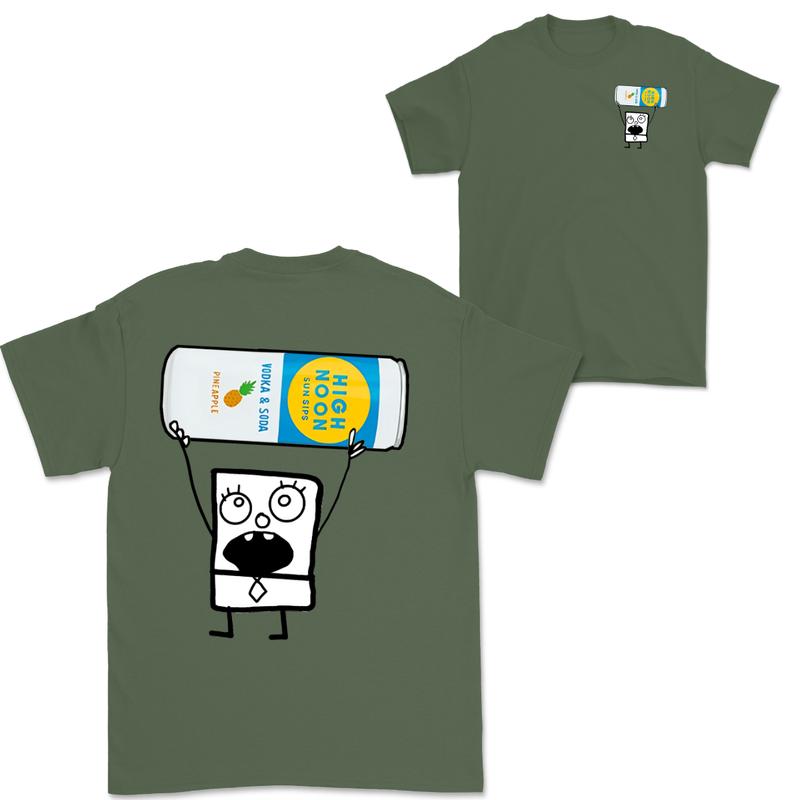 Doodlebob High Noon Pineapple Vodka & Soda  2 Sided T-Shirt, Funny Drinking T-Shirt, Summer T-Shirt, Full Color T-Shirt, Unisex T-Shirt, For Men, For Women, Gift For All Menswear Top