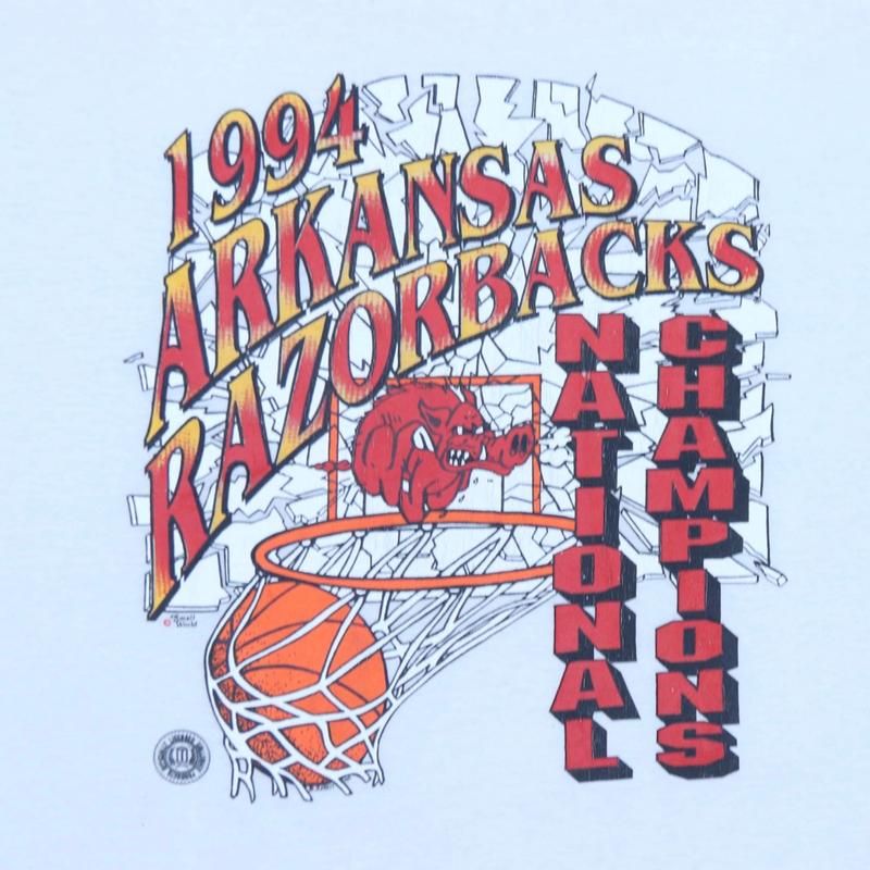 1994 Arkansas Razorbacks NCAA Champions T Shirt Casual Menswear Top