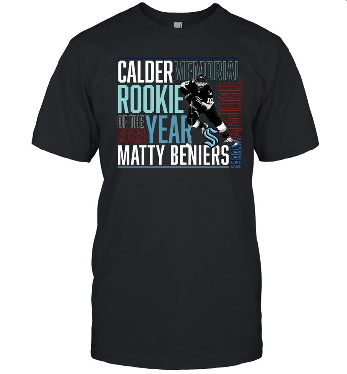 Seattle Kraken Matty Beniers 2023 Calder Memorial Trophy Rookie Of The Year T Shirt