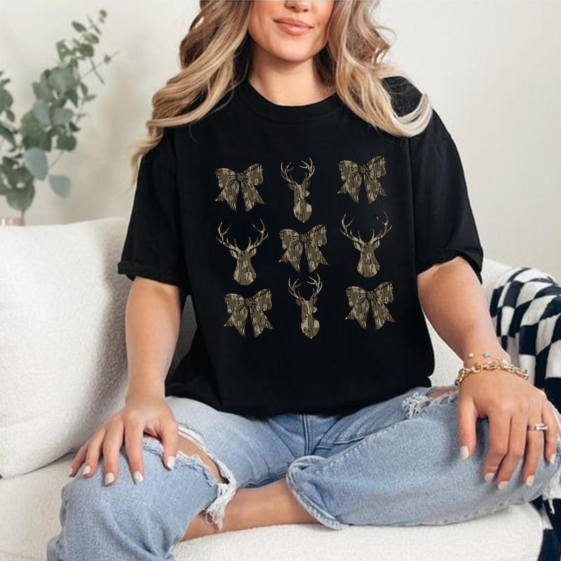 Deer Hunt Camo Coquette Sweatshirt, Camo Bow T-Shirt Sweatshirt, Hunting Lover Shirt, Shirt for Women Men