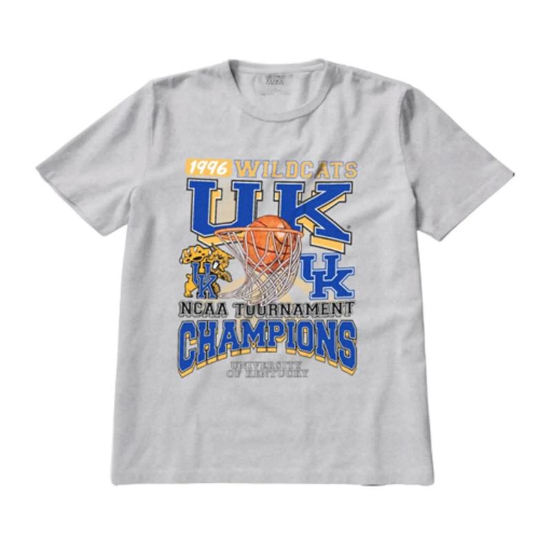 Vintage 1996 University of Kentucky Wildcats Tournament Champs NCAA  Graphics Menswear Streetwear Tshirt Casual football fan Crewneck Round Neck