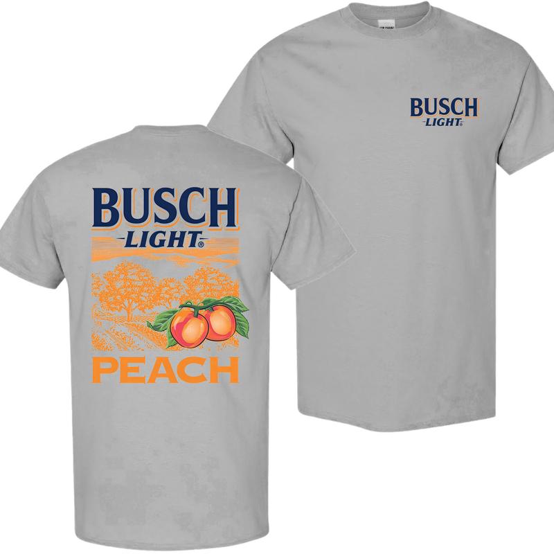 Busch Light Peach Scenic T-Shirt, Menswear Top, Colorful, For Him, For Her