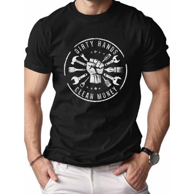 DIRTY HANDS CLEAN MONEY pure cotton men's Tshirt comfort fit Made in USA