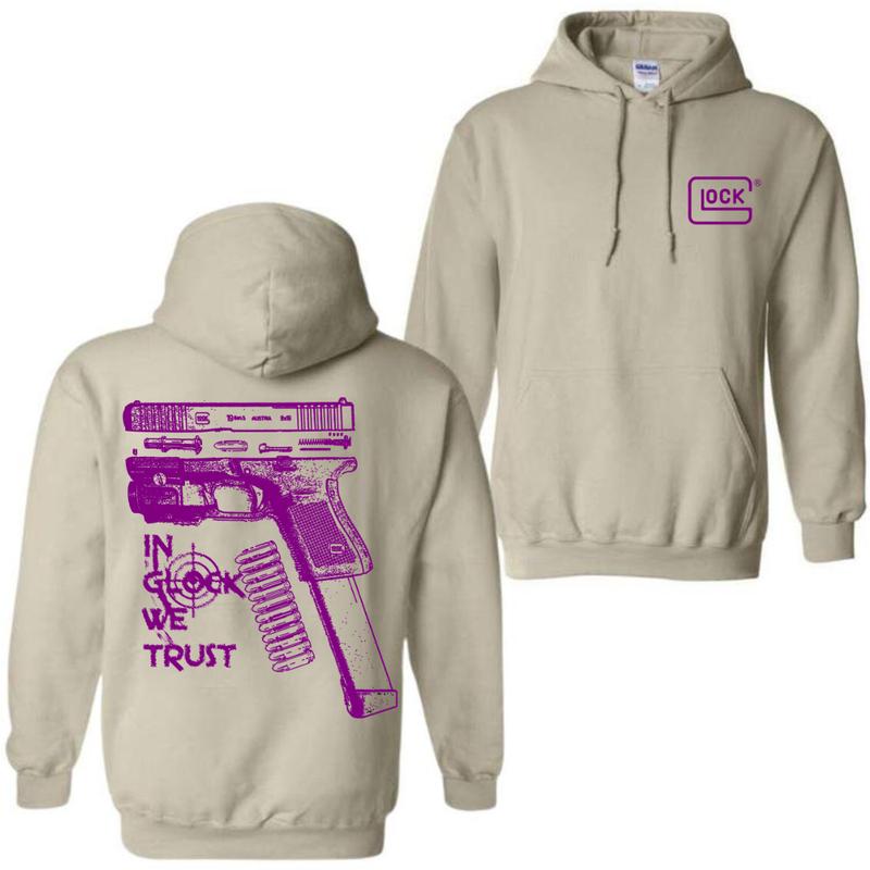 In GLock We Trust Hoodie Design Purple - Glock Hoodie - Full Color Double Sided - Men's & Women's Classic Fit Long Sleeve Hoodie - Menswear