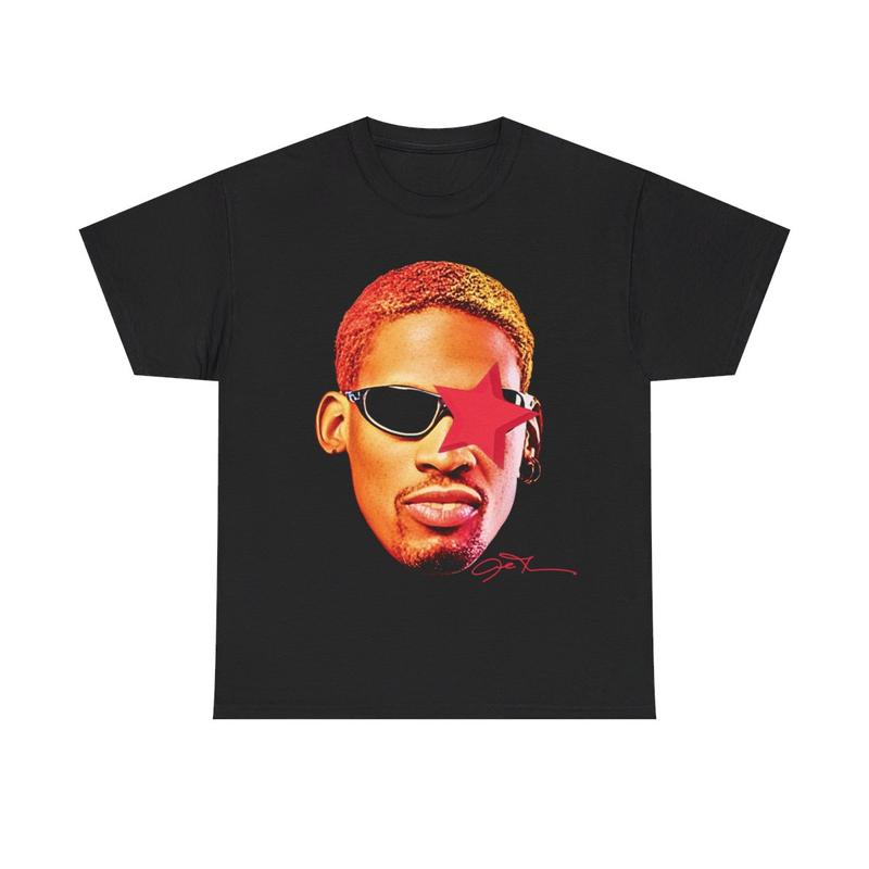 Rodman Inspired Vintage Graphic T-shirt Heavy Cotton Tee Basketball Sreetwear 90s Styled Shirt Hiphop Vibes Y2K Aesthetic Throwback Classic Sports Fan