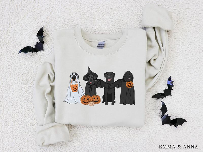 Black Labrador Halloween Sweatshirt, Ghost Dogs Sweatshirt, Halloween Dog, Halloween Shirts, Fall Sweater, Spooky Season, Dog Lover Gift