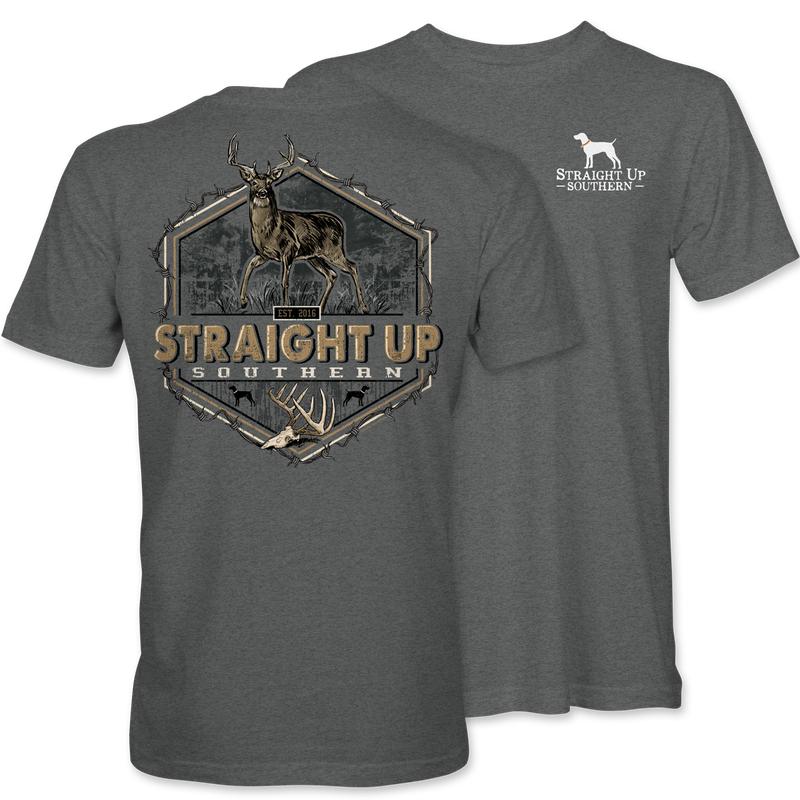 Buck Barbed Wire - Whitetail Buck Scene Tee
