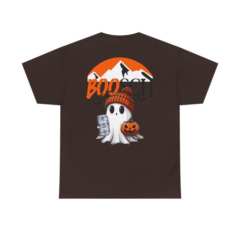 Boosch Light Unisex Heavy Cotton Tee - Busch Light Shirt - Halloween Shirt - Fall - Ghost Shirt - Bats - Boo - 2 Sided T Shirt - Gift for Men and Wome