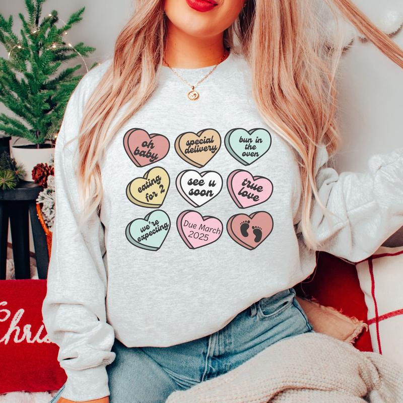 Personalized Valentine's Day Pregnancy Announcement Sweatshirt, Valentine Baby Reveal, Pregnancy Valentine Sweatshirt, Expecting Mom Gifts