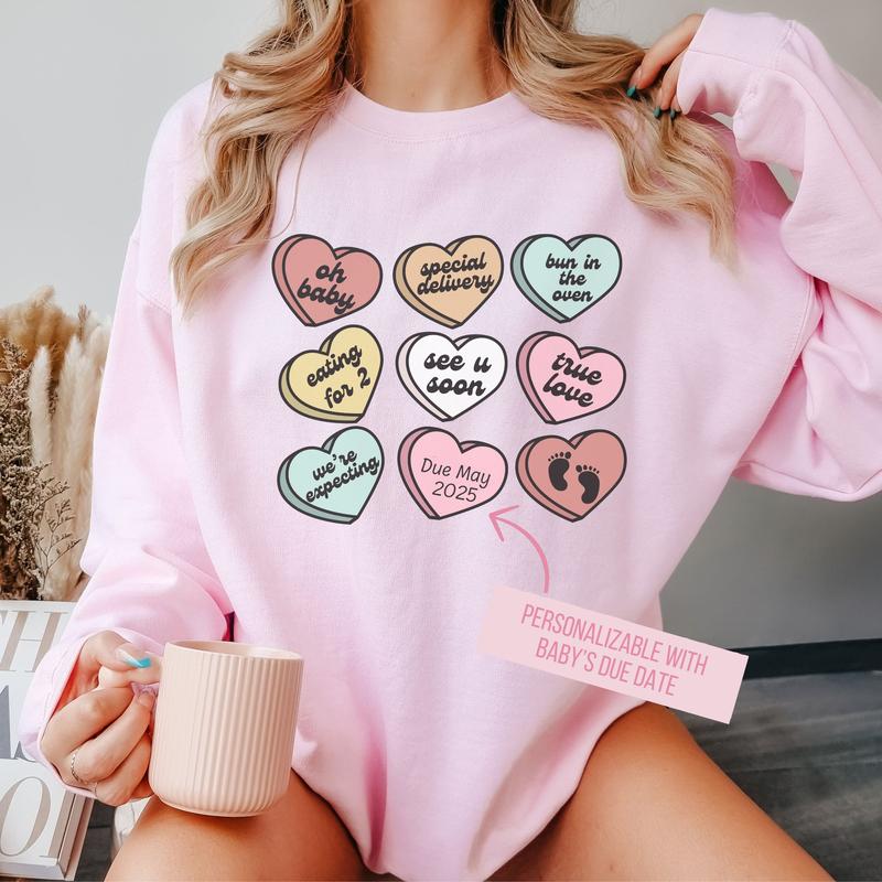 Personalized Valentine's Day Pregnancy Announcement Sweatshirt, Valentine Baby Reveal, Pregnancy Valentine Sweatshirt, Expecting Mom Gifts