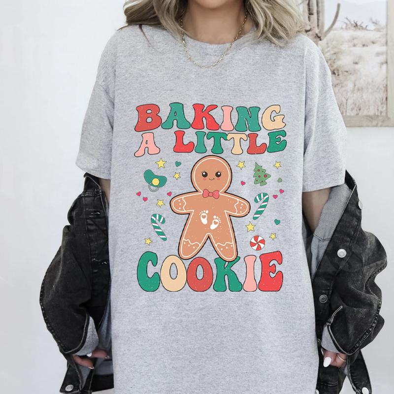 Cozy Holiday Maternity Wear - Baking a Little Cookie Pregnancy Announcement Sweatshirt for Women - Fabric, Cotton