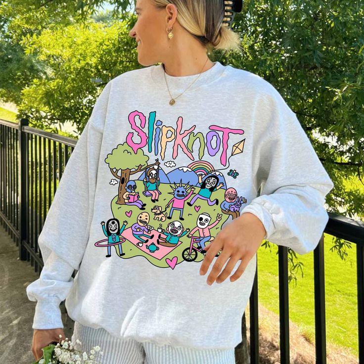 Slipknot Funny Vibes Sweatshirt Happy Times Metal Band Cozy Crewneck Sweatshirt