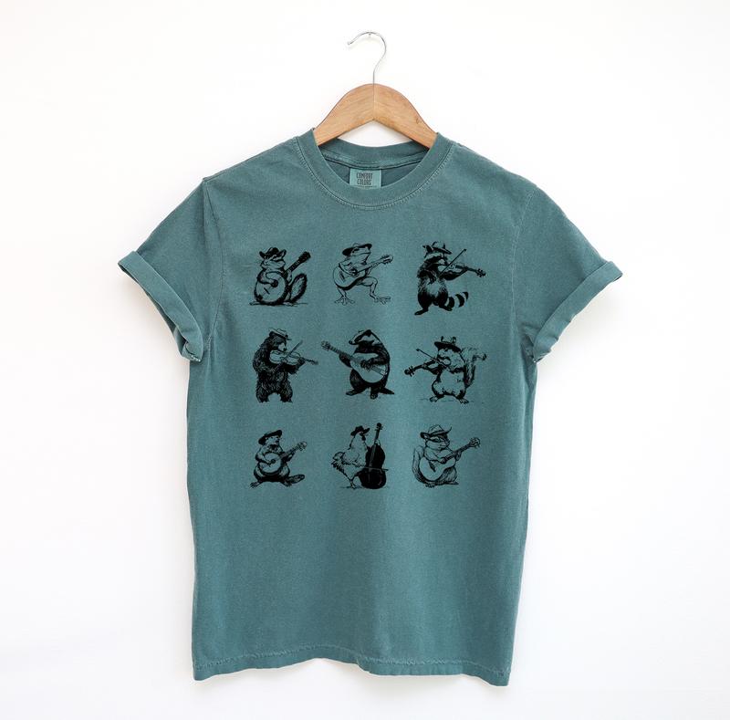 Animals Playing Music Funny T Shirt, Silly Comfort Colors Shirt
