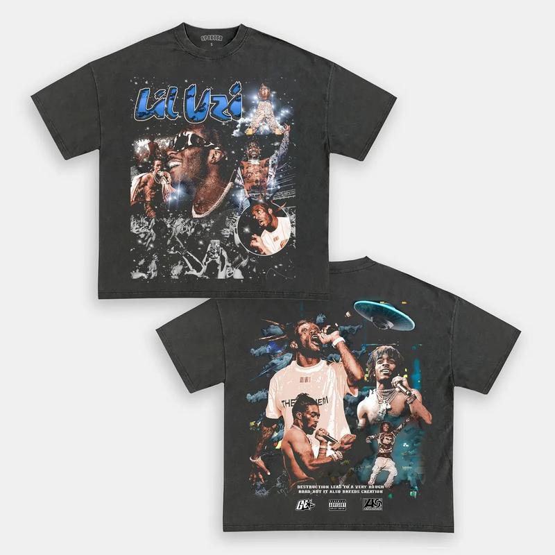 Lil Uzi Double Printed Short Sleeve Tee Cotton Vintage Shirt To Match Sneaker Hiphop Clothing Rapper Merch Shirt, Hiphop Tour Concert 2024, Gift For F