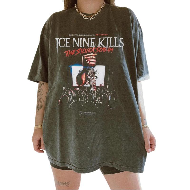 Ice Nine Kills Silver Scream Theater Vintage Shirt, Cotton Unisex T-Shirt, Crew Neck, Size S- 4XL, Menswear Top, Womenswear Top Underwear Streetwear