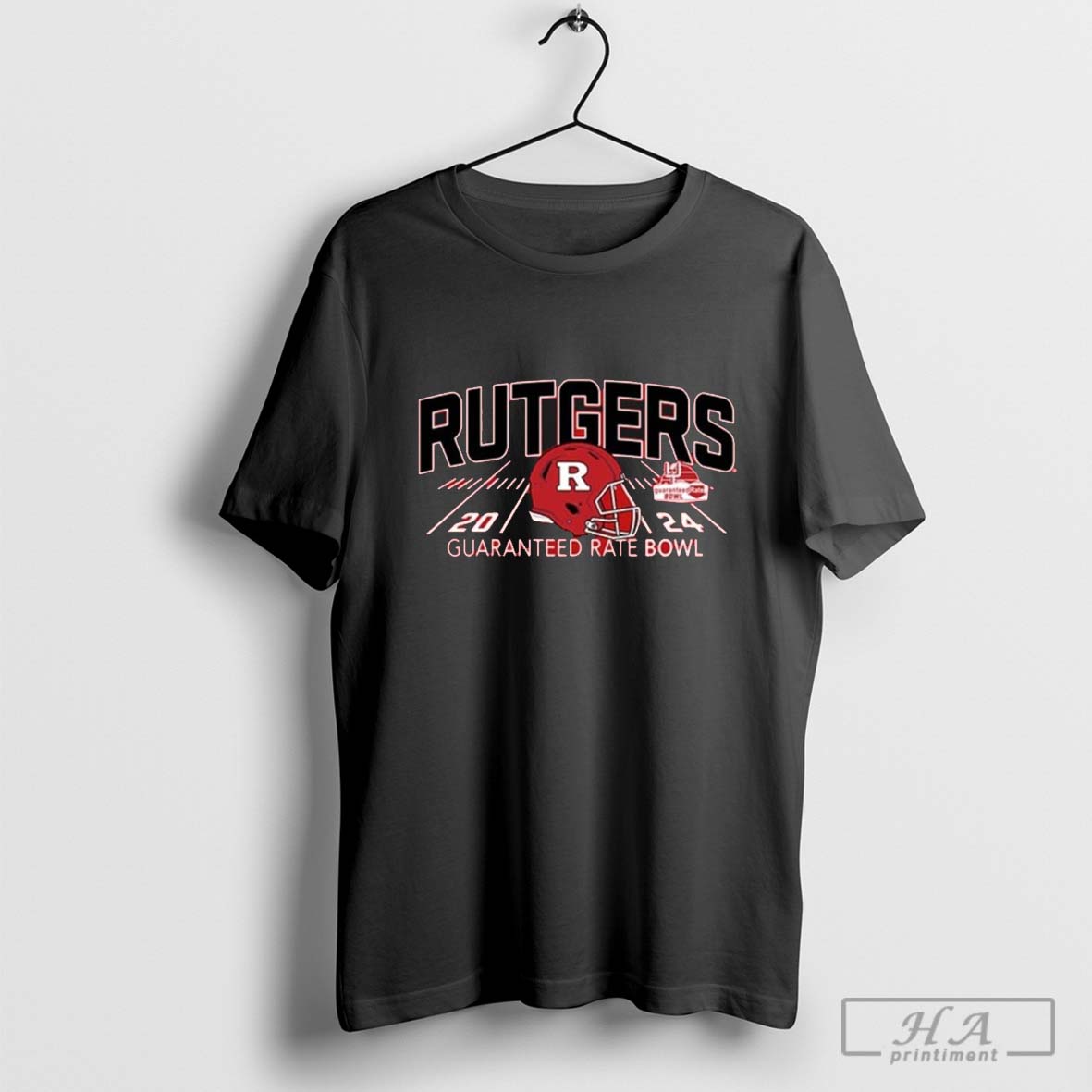 Rutgers Scarlet Knights 2024 Rate Bowl Bound Helmet Shirt