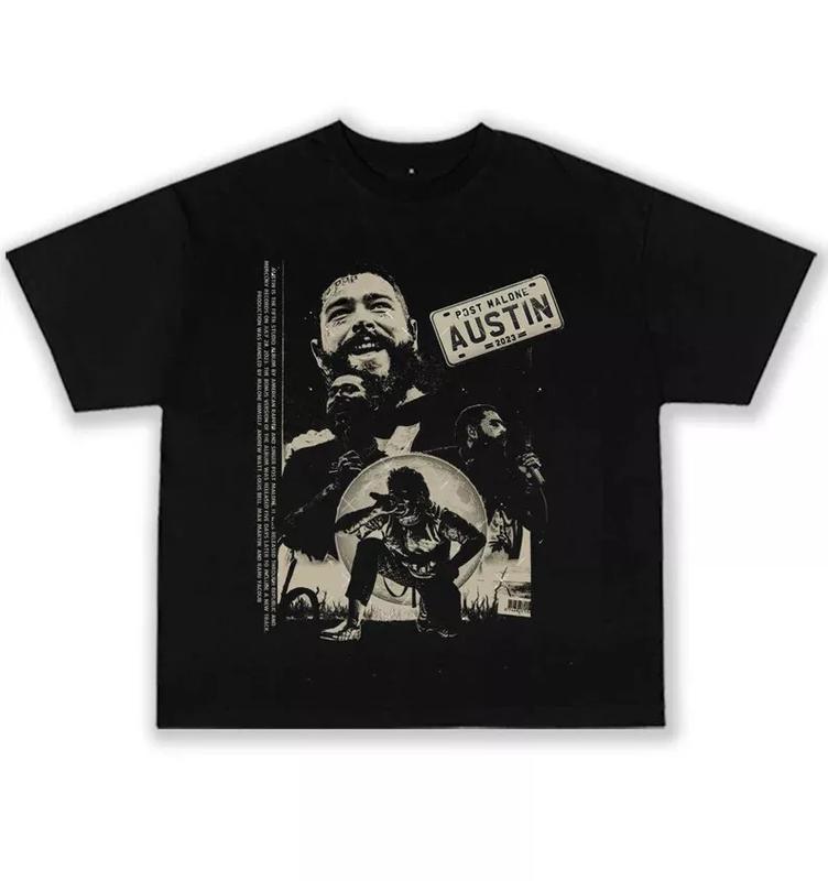 Post Malone t-shirt Short Sleeve T-shirt Black Cotton T-shirt