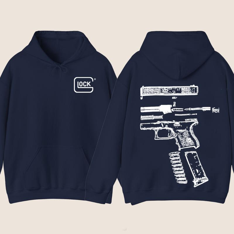 IN GLOCK WE TRUST 2 side Hoodie,Design color Black- White, Hoodie For Men, Menswear Top , GIft For Men,Full color,Hoodie & sweaters Classic Sweatshirt