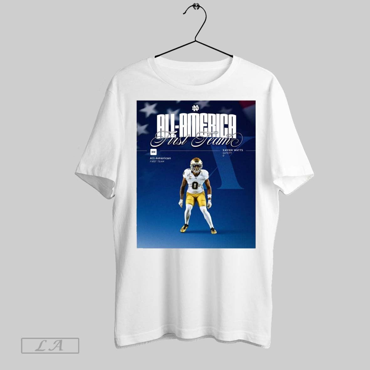 Poster Notre Dame Fighting Irish Xavier Watts Sporting News First Team All American T Shirt