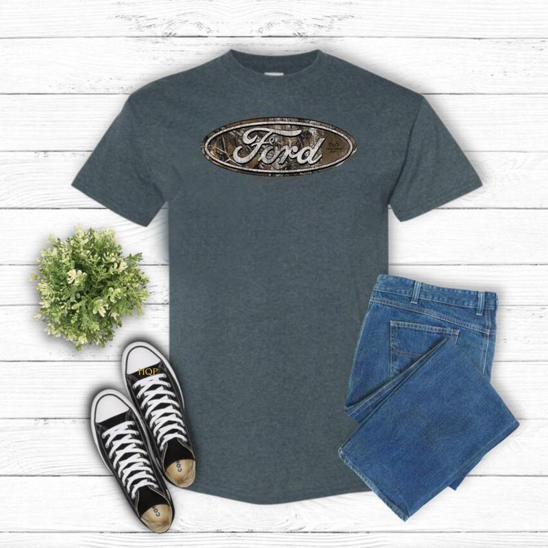 Ford Logo Realtree Camo Logo Gildan-Unisex T-Shirt Cotton Fabric