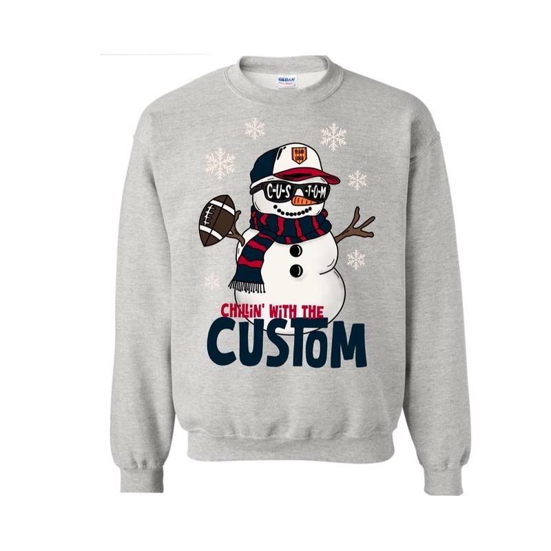 Snowman christmas football game day Casual Cotton Crew Neck Tshirt hoodie